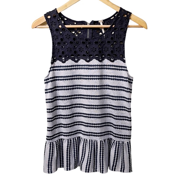 Free People Molly’s Retro Eyelet Peplum Tank Size Small - Picture 3 of 8